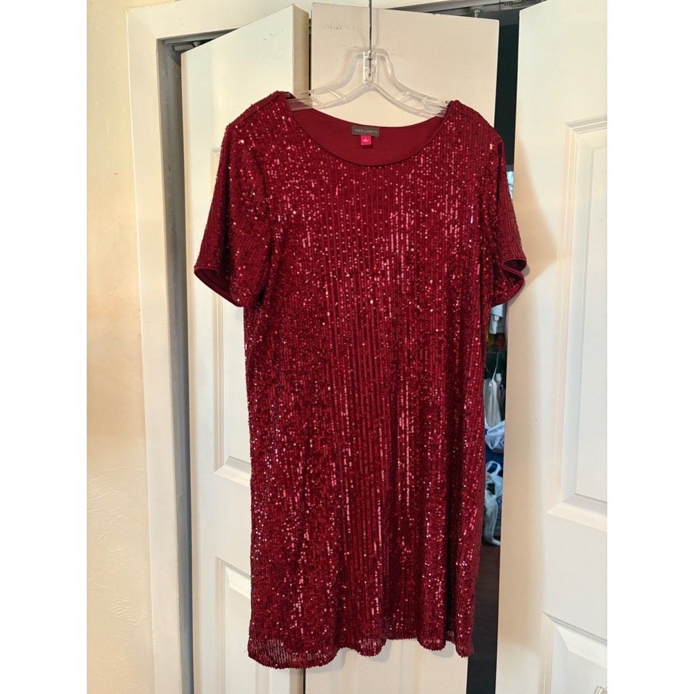 Vince‎ Camuto Burgundy Sequin Holiday Party Dress Size L